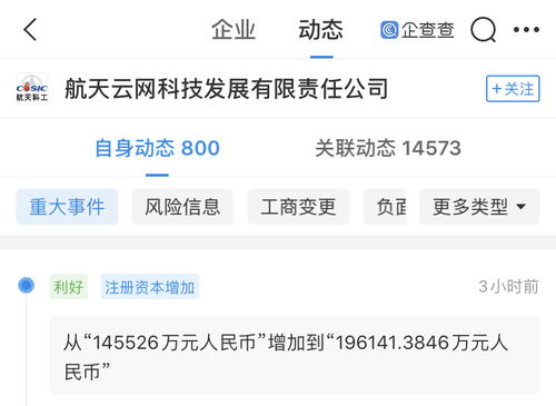 深創(chuàng)投等17家公司入股航天云網，注冊資本激增34.78%